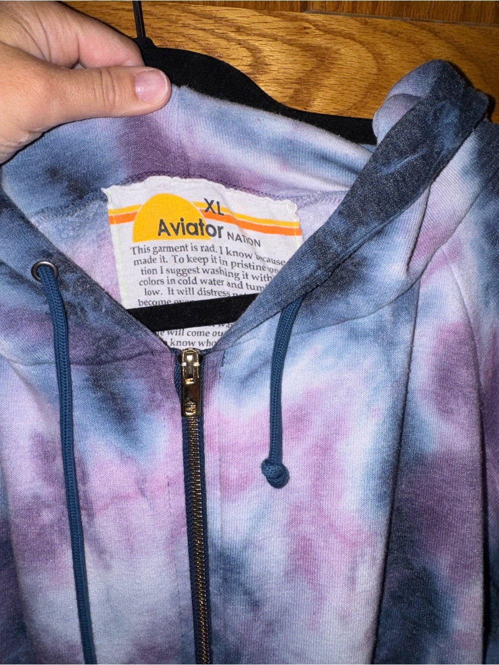 Aviator Nation Purple, Black & White Tie-Dye Zip Hoodie - Picture 2 of 4